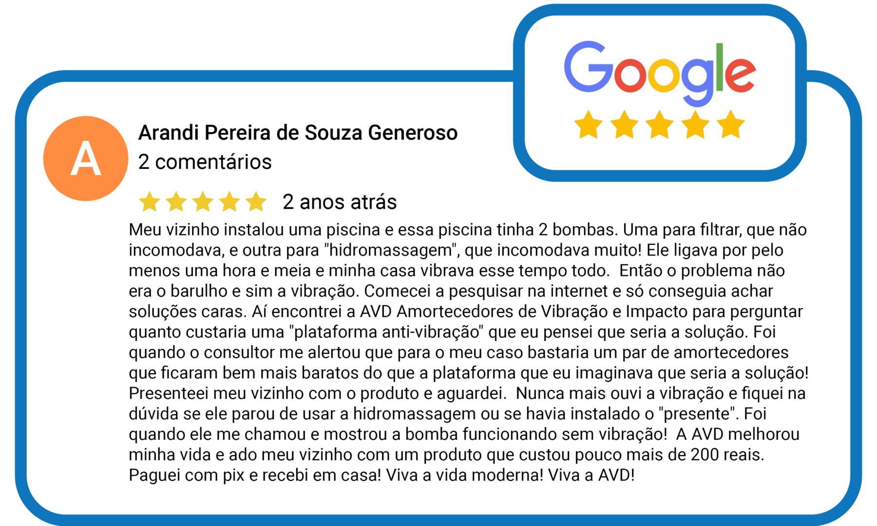 Avaliação de Cliente de Amortecedores de Condensadora