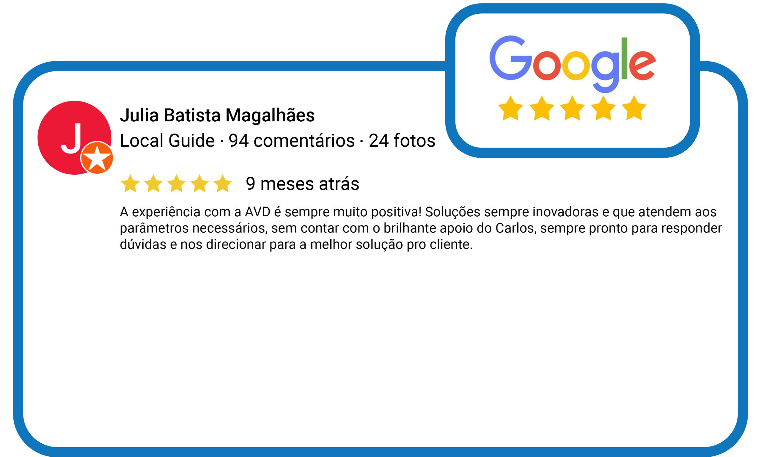 Avaliação de Cliente sobre a AVD Solution