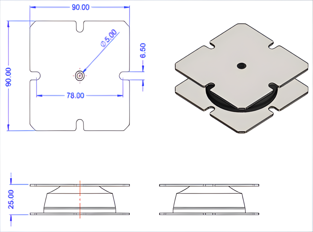 Condensadora de Ar-condicionado com amortecedores HVAC-1027-02 instalados para a redução de ruídos