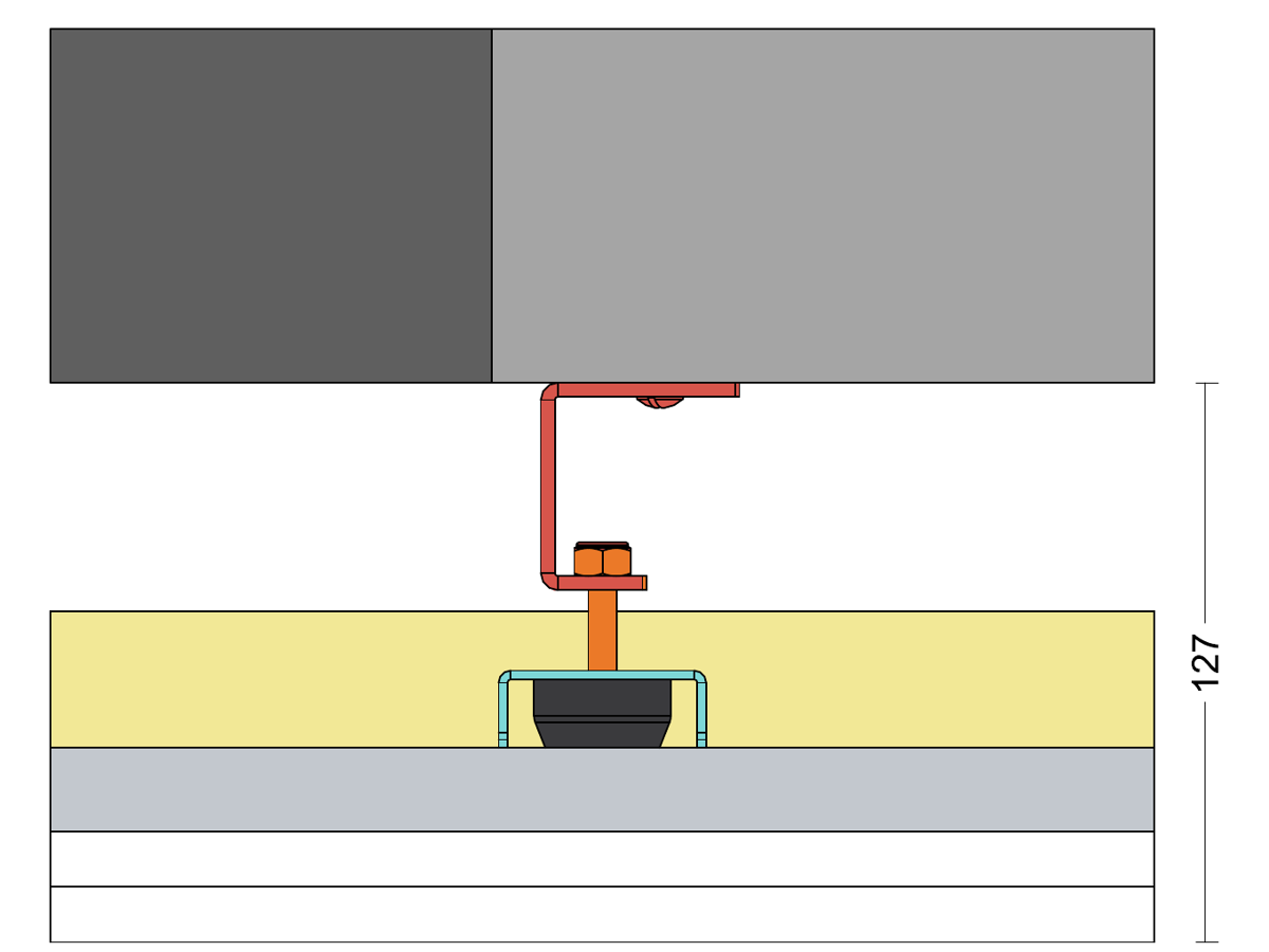 Corte com cotas da versão N do ISOFLEX-SLIM: 127 mm