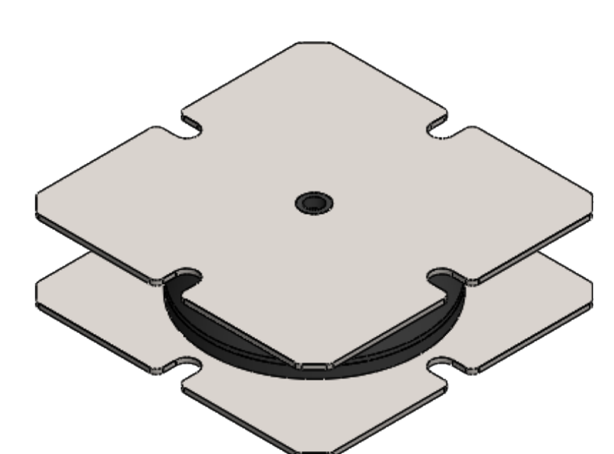 PAD 25x90x90-01-A: amortecedor de elastômero com dupla chapa de aço galvanizado